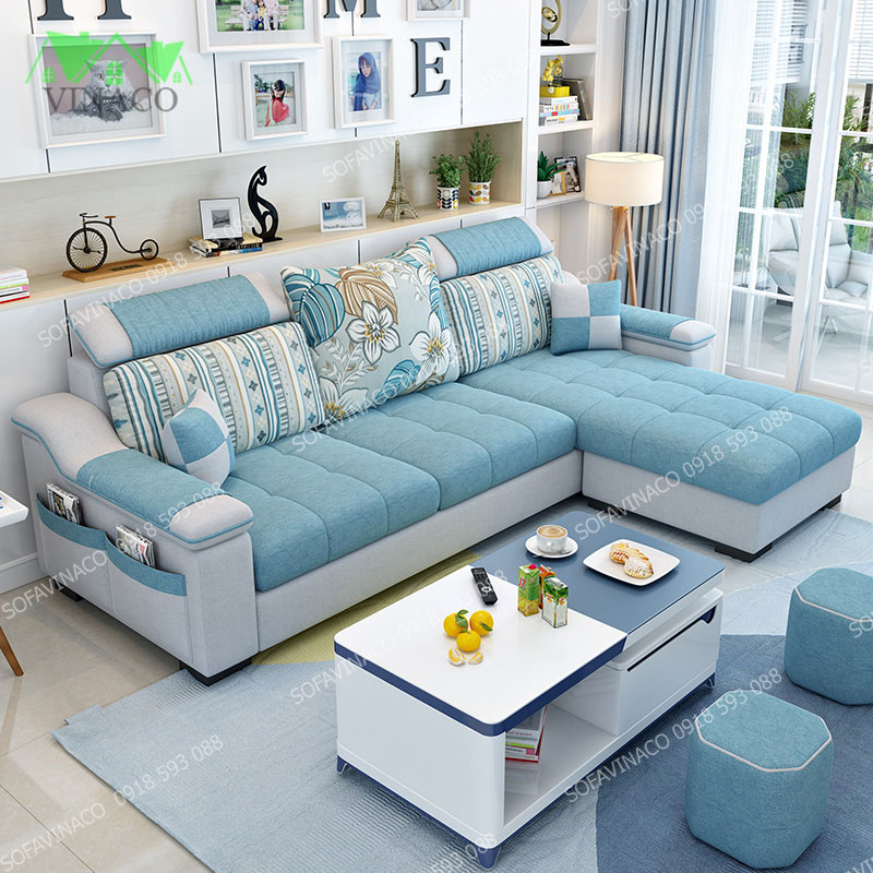 Mẫu ghế sofa góc kết hợp nhiều màu sắc năng động